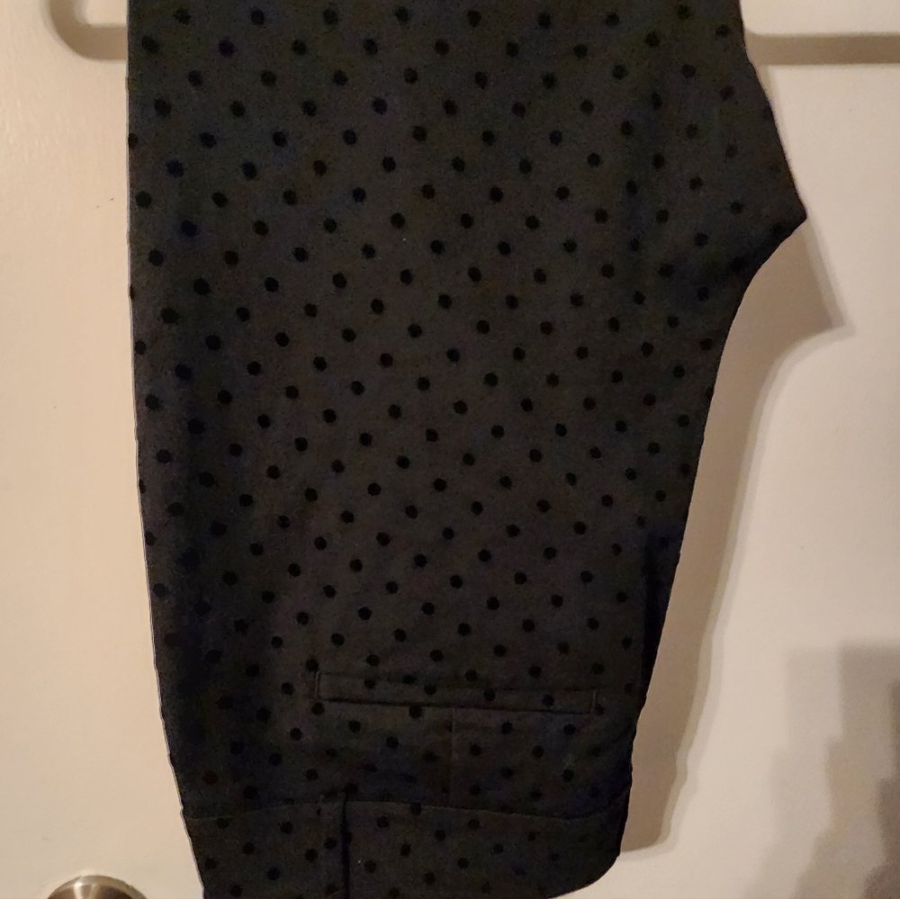 LOFT Black Polka Dot Flocked Skinny Ankle Pants